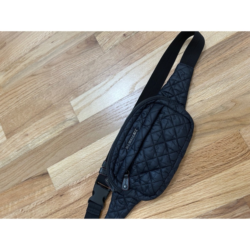 MZ Wallace Metro Belt Bag Women OS Black Quilted Nylon Athleisure Fanny Pack
